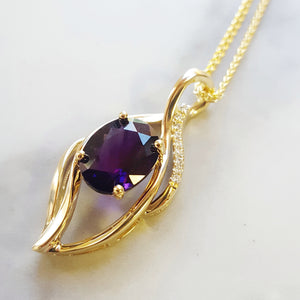 "Ione" 14k White Gold AZ Amethyst Pendant