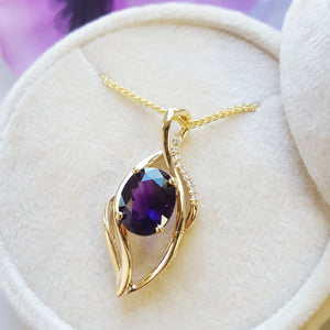 "Ione" 14k White Gold AZ Amethyst Pendant